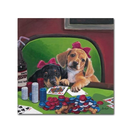 Jenny Newland 'Poker Dogs 3' Canvas Art,18x18